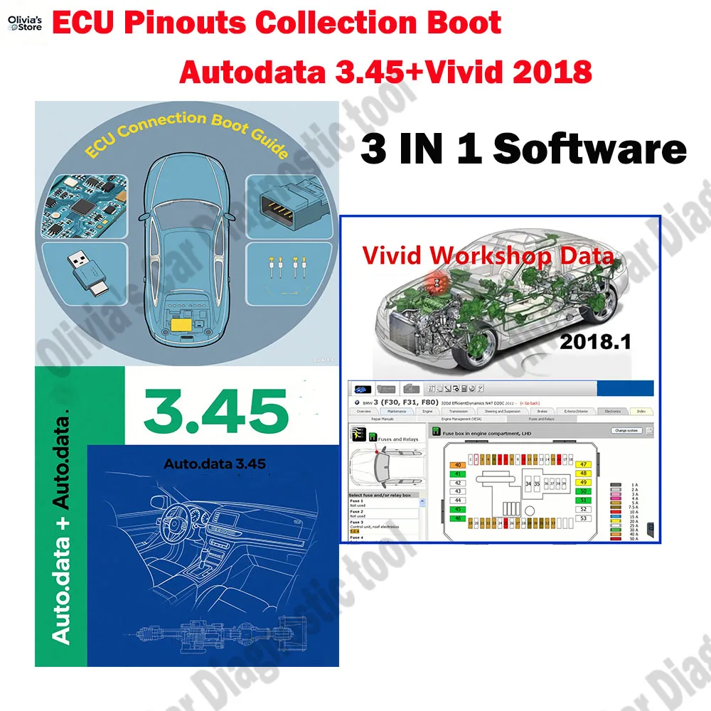 

Autodata 3.45 obd2 scanner Software+ Vivid 2018 workshop data+ ECU Pinouts Collection Boot Connections Control Unit Repair Files