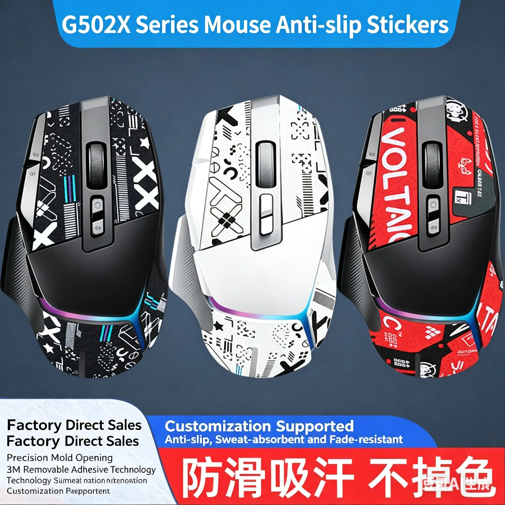 For Logitech Mouse Anti-Slip Sticker G502XPlus Wired and Wireless Special Sweat-Proof, Sweat-Absorbing and Slip-Reducing