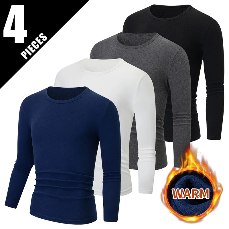 4-Piece Set Of Autumn And Winter Men's Long Sleeved Top Solid Color Fashion Casual Pants Comfortable And Moisture Absorbing