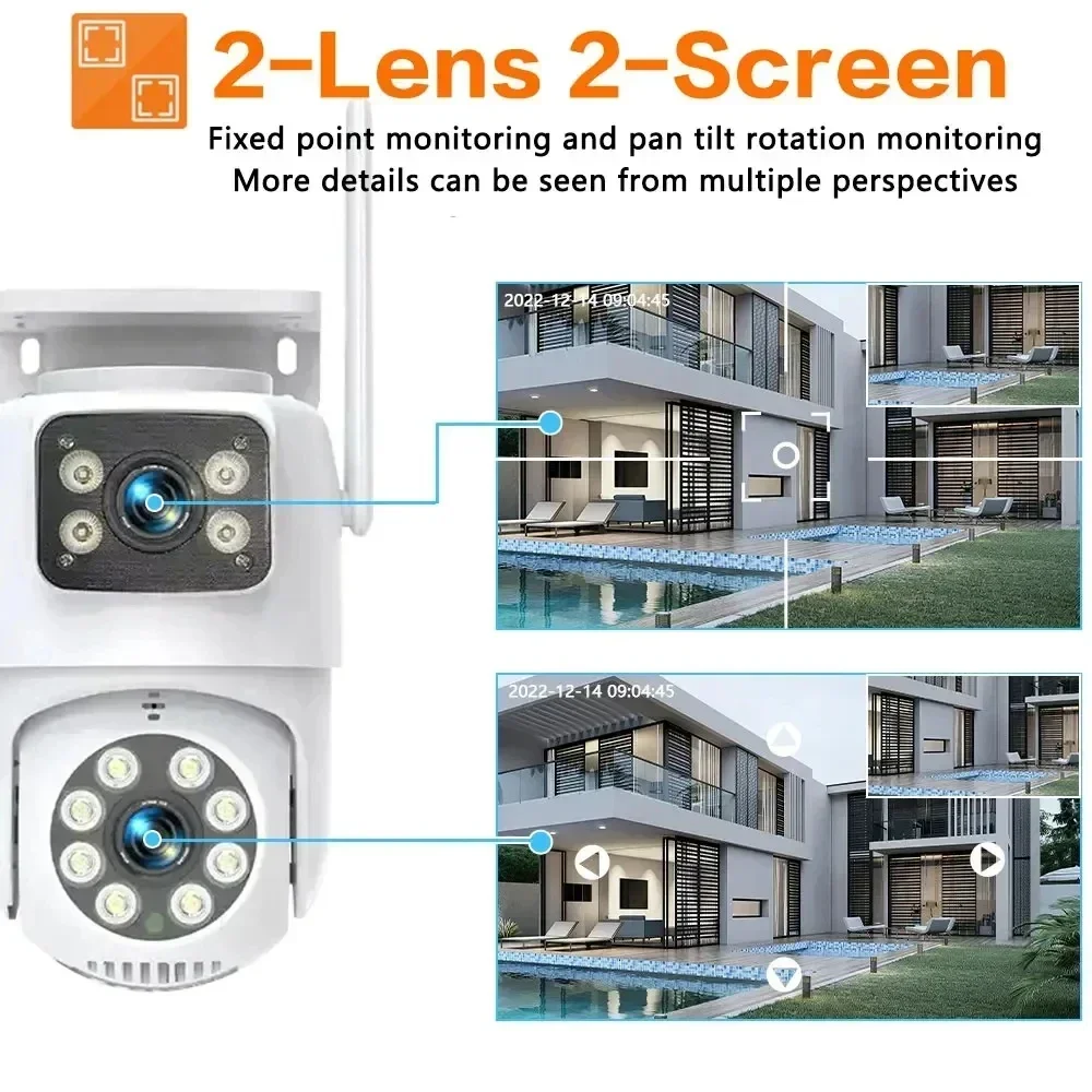 Tuya Smart 8MP 4K HD Wireless CCTV Outdoor Wifi Surveillance Cameras Dual Lens Home Security IP Camera 360° PTZ Auto Tracking