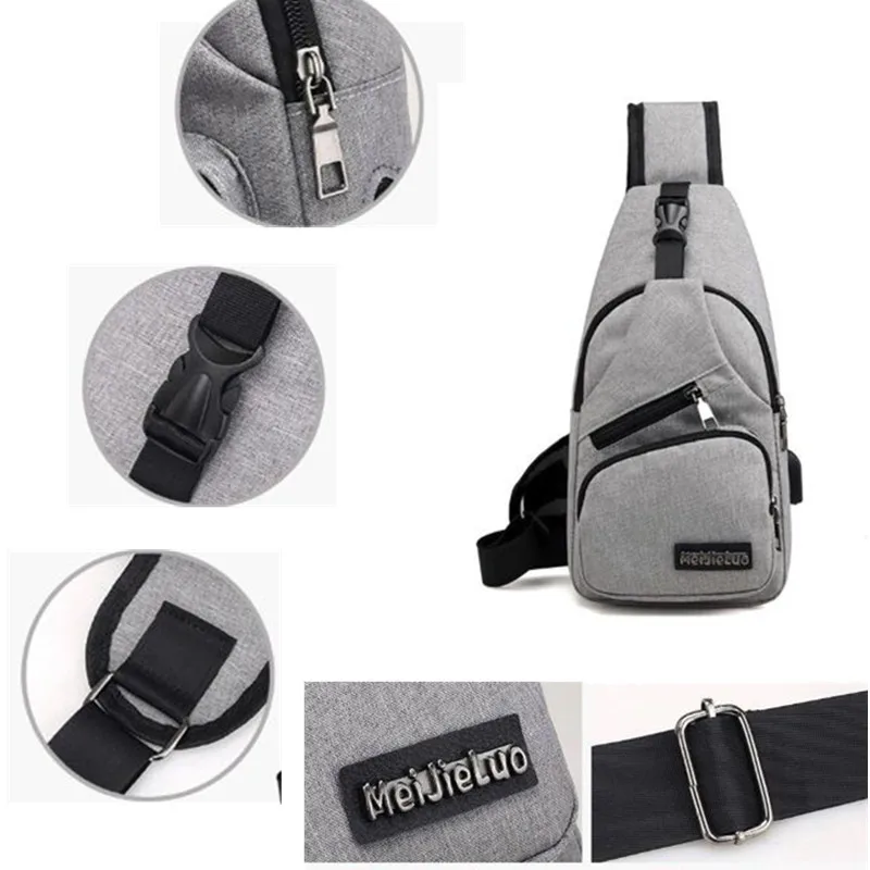 Men Anti Theft Chest Bag Shoulder Bags Short Trip Messengers Bags Men\'s Leather Sling Pack USB Charging Crossbody Package School