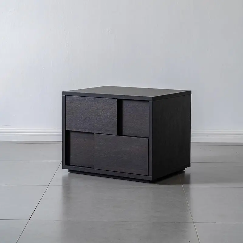 

Solid wood bedside table Italian light luxury simple floor-to-ceiling bedroom drawer bedside storage locker black premium