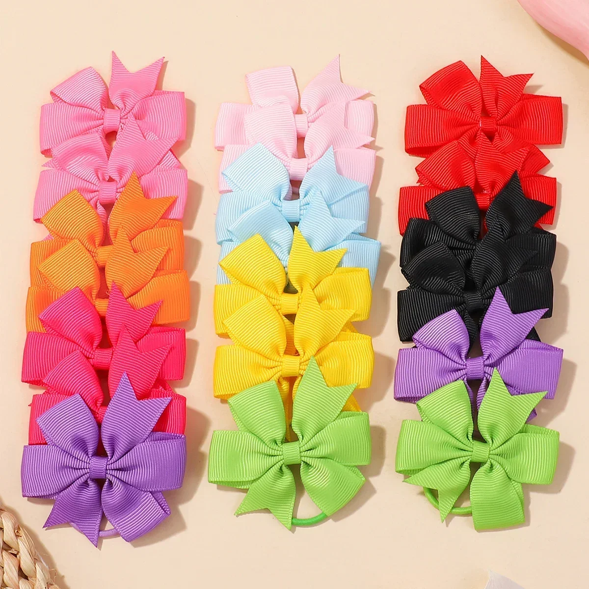 20PCS/Set New Bowknots Elastic Hair Bands for Girls Hair Rope Hair Tie Ponytail Holder Kids Baby Hair Accessories New Year Gift