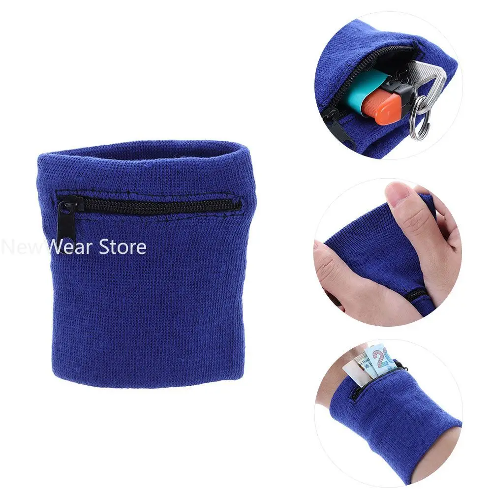 

1PC Sports Wristband Purse Bag with Zipper Wrist Protection Absorbent Sleeve Towel Band Outdoor Running Travel Bike Key Pocket