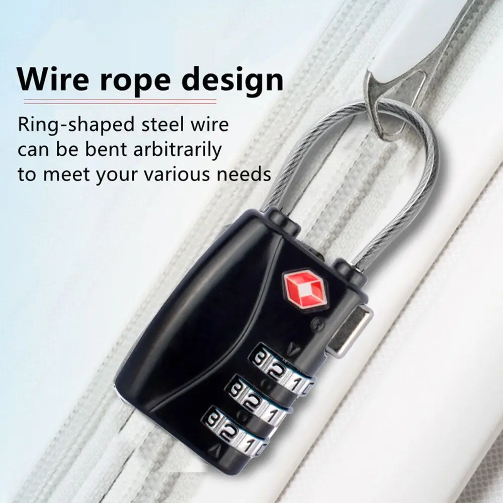 

High Security Portable Cable Luggage Lock Padlock with Steel Cable Customs Code Lock Smart Combination Lock TSA Customs Lock