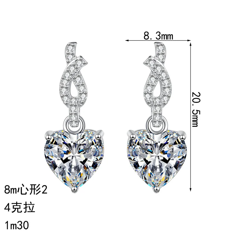 

ZFSILVER Trendy s925 Silver Moissanite Classic Design Bowknot Heary Earring Charms Women Accessories Jewelry Party Gift AZ1234-E