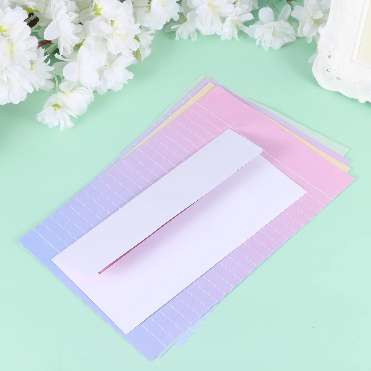 

24 шт., набор бумаги для писем с конвертами, градиентный дизайн для рукоделия, дня рождения, благодарственные заметки, школьные канцелярские принадлежности, бумага