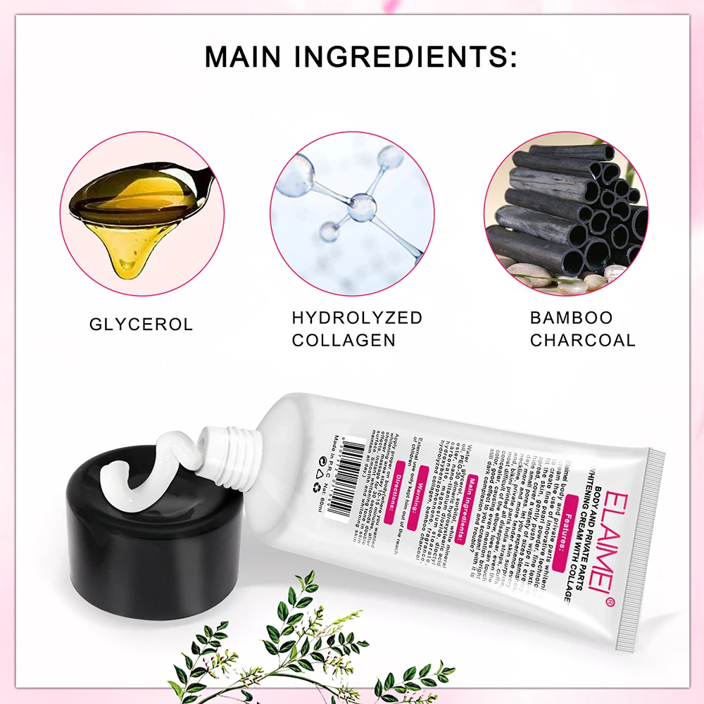 Crema blanqueadora facial, crema blanqueadora corporal, axila, axila, piernas, rodillas, Partes privadas