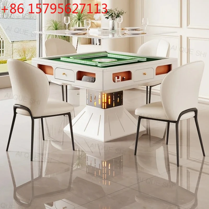 

Automatic rock slab heating mahjong table dining table light luxury silent mahjong machine integrated household