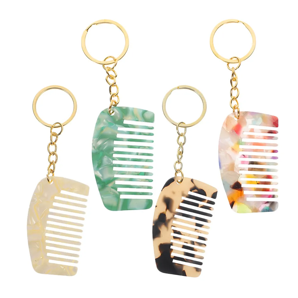4Pcs Mini Comb Keychains Compact Travel Hair Combs Portable Wide Tooth Detangling Combs for Curly Hair Comb Keychain