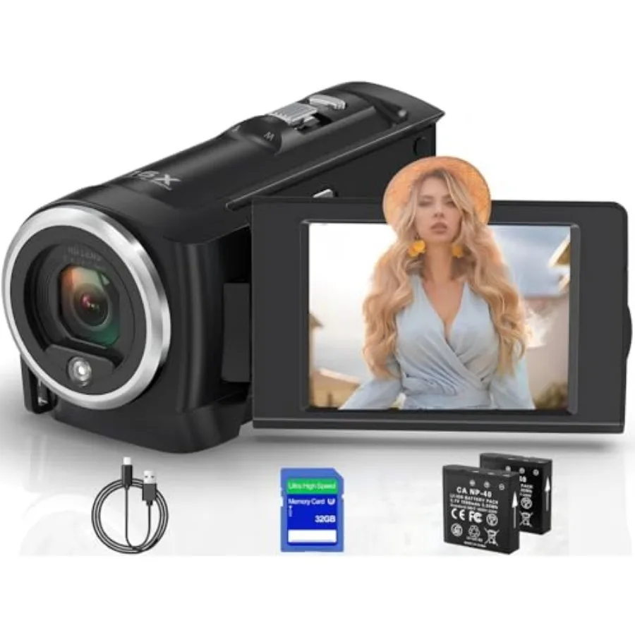 

Видеокамера QHD 2.7K 56MP с 16-кратным цифровым зумом, LED-подсветкой для YouTube, 2.8-дюймовым экраном и поворотом на 270 градусов