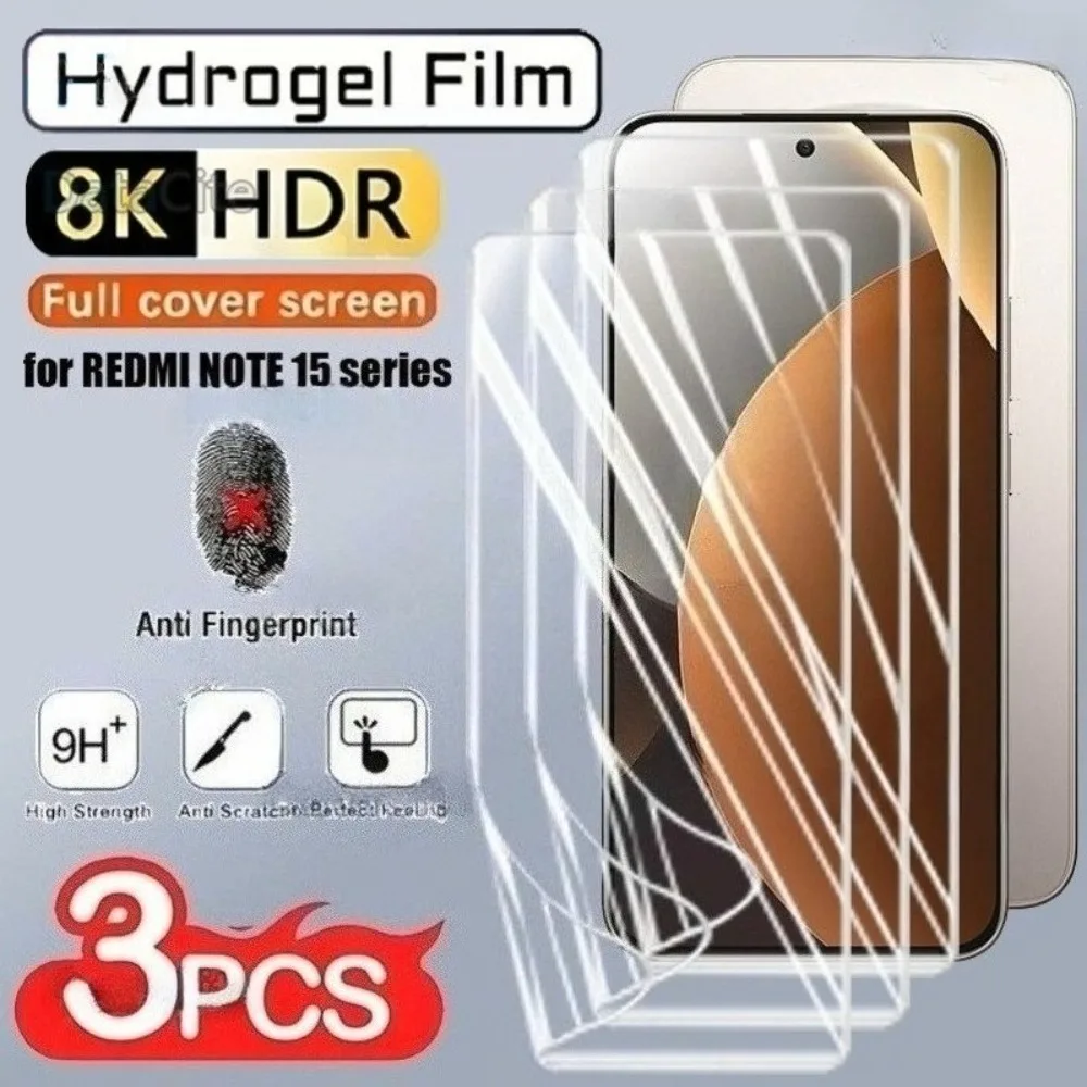 

3 шт. ультрапрозрачная гидрогелевая пленка с полным покрытием для Redmi Note 15 14 13 Pro Plus 12 11 10 Pro 14S 12S, защитная пленка от царапин