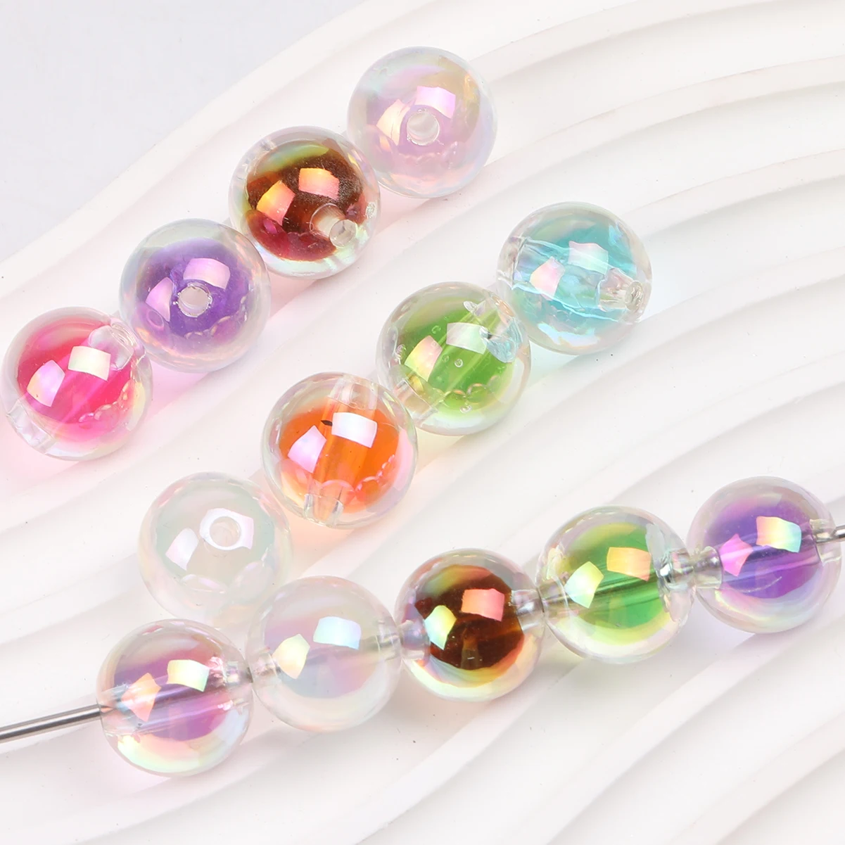 15/30pcs Random Color Confetti Sequin Round Acrylic Beads 16mm Loose Spacer Beads For Bracelet Jewelry DIY Craft Making