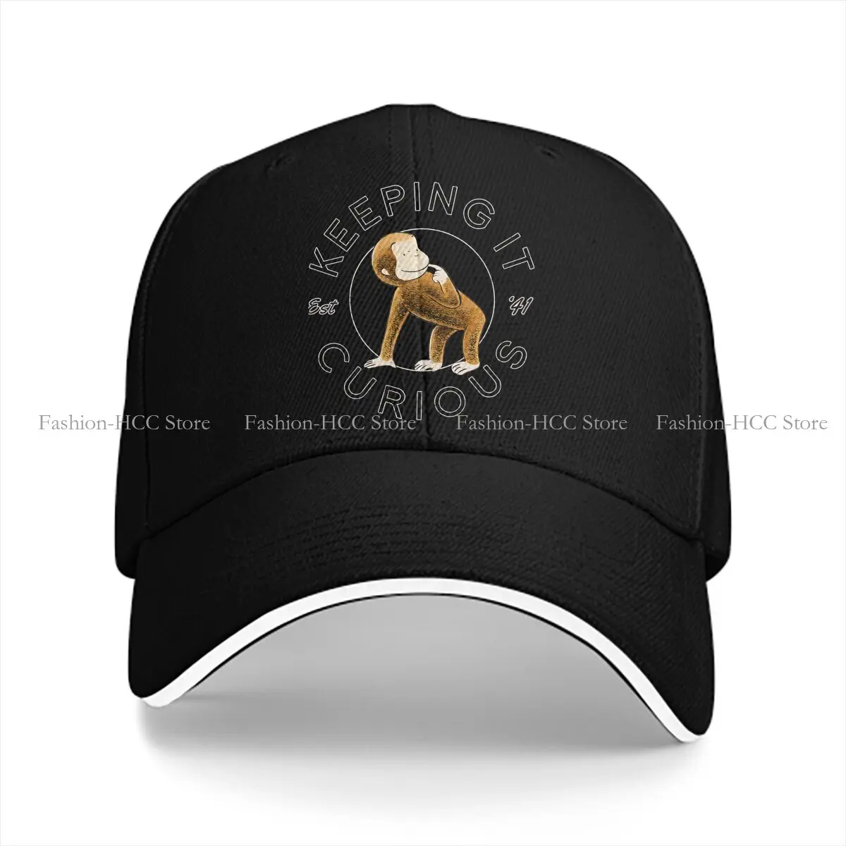 Pure Color Dad Hats Keeping It Women's Hat Sun Visor Caps Curious George Cartoon Peaked Cap