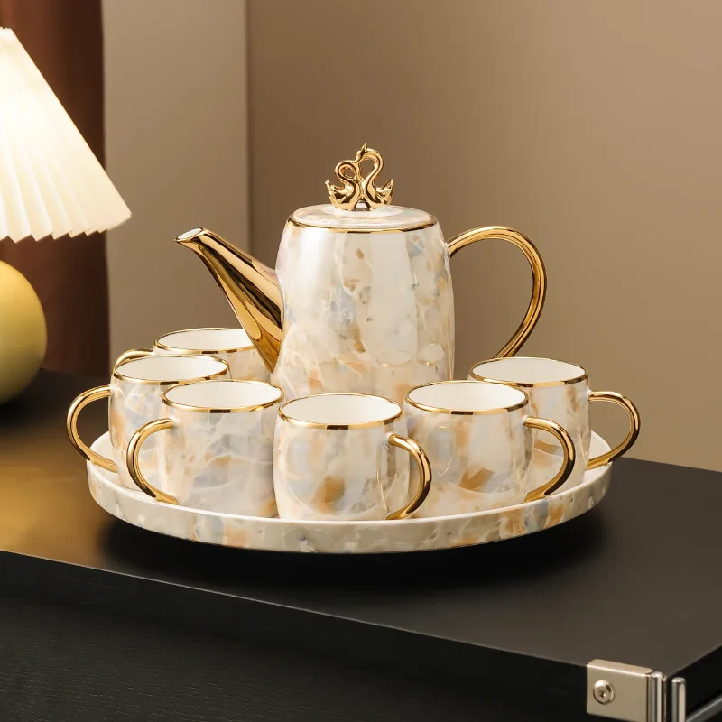 

European Light Luxury High Temperature Resistant Ceramic Water Set Tea Set Wedding Gift for Newcomers