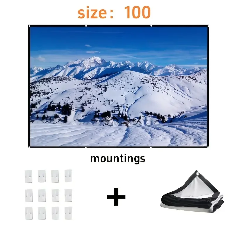Écran de projection portable 4K, rideau de projecteur anti-lumière, tissu réfléchissant en métal, ha