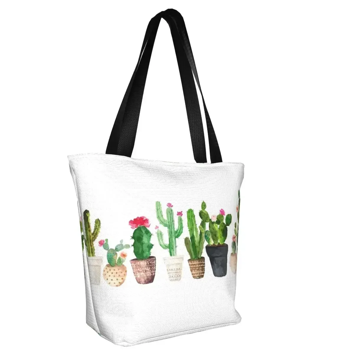 Cactus Succulent Shopper Bag Plant Botanical Houseplants Handbags Student Designer Tote Bag Aesthetic Outdoor Shopping Bags