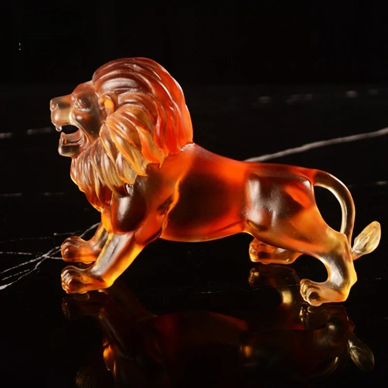 for Crystal Hand Carved Interior Decorative Lion King Sculpture Statue