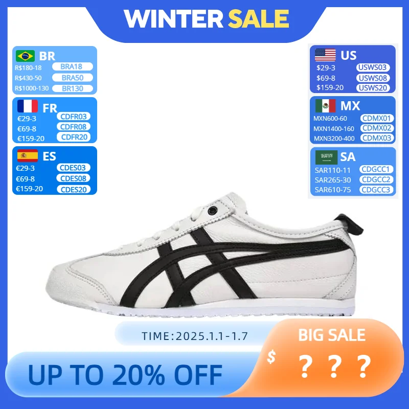 Onitsuka Tiger MEXICO 66-1 Men and Women Skateboarding Shoes Trainers with Shoelace Low-top Outdoor Sneaker