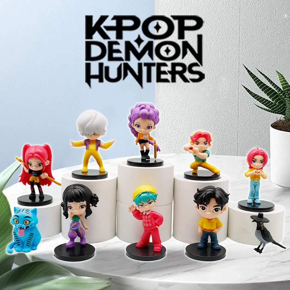

10pcs Kpop Demon Hunters Action Figures Set Rumi Mira Zoey Anime Cartoon PVC Collectible Toys for Home Decoration