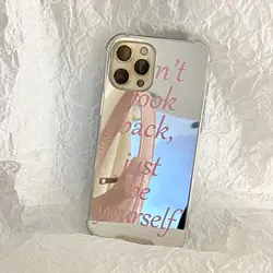 Chic Pink English Be Yourself Back Mirror Film Anti-Scratch Case For iPhone 14 Plus 13 11 12 Pro Max XR XS Max X Back Cover