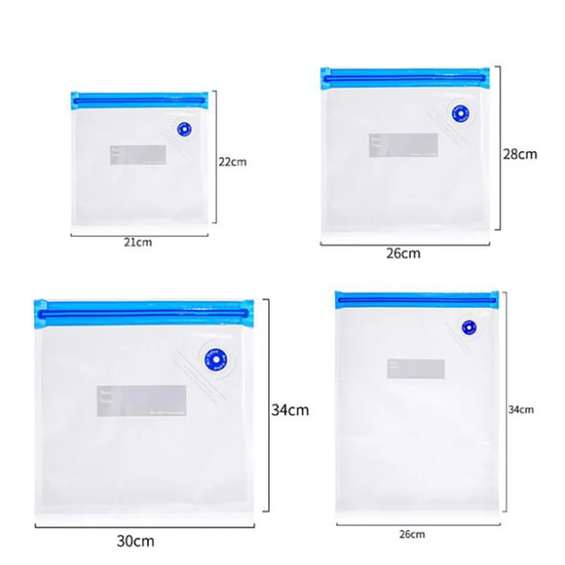 5Pcs/10Pcs Keuken Eten Saver Vacuum Bag Herbruikbare Voedsel Lucht Vacuüm Gecomprimeerde Zak Ziplock Diepvrieszakjes Keuken organisatoren