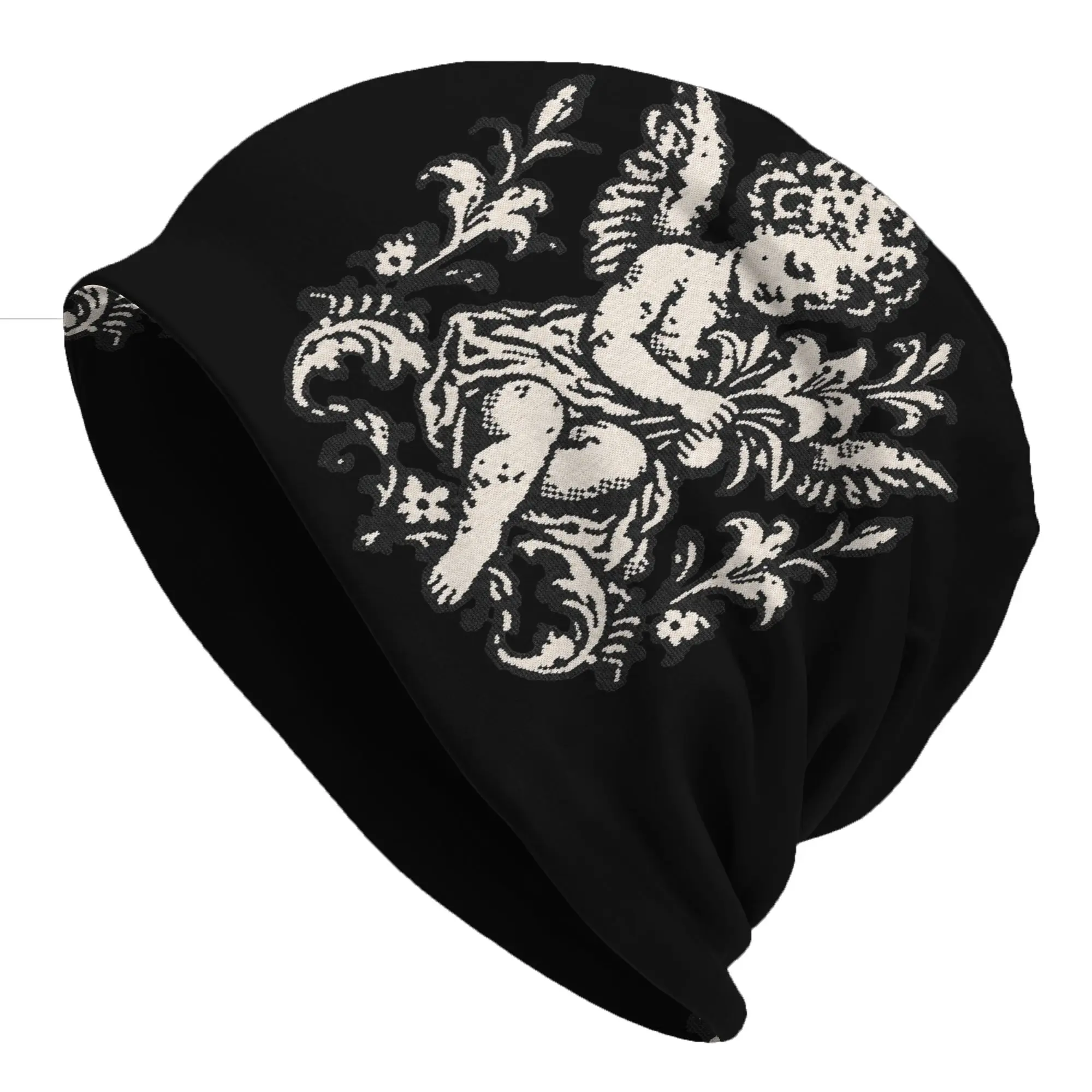 Gorros   Winter Hats Angel Holding Fresh Blooms Print Thin Hat Bonnet Special Skullies Beanies Caps Men Women's Earmuffs