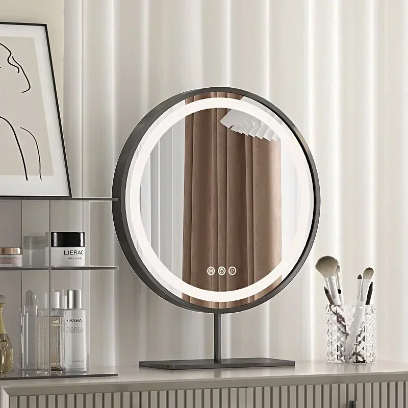 Room Home Decoration Golden Simple Mirrors LED Rotatable Bedroom Espejos Adhesivo De Pared Dresser Vertical Decorative Mirror