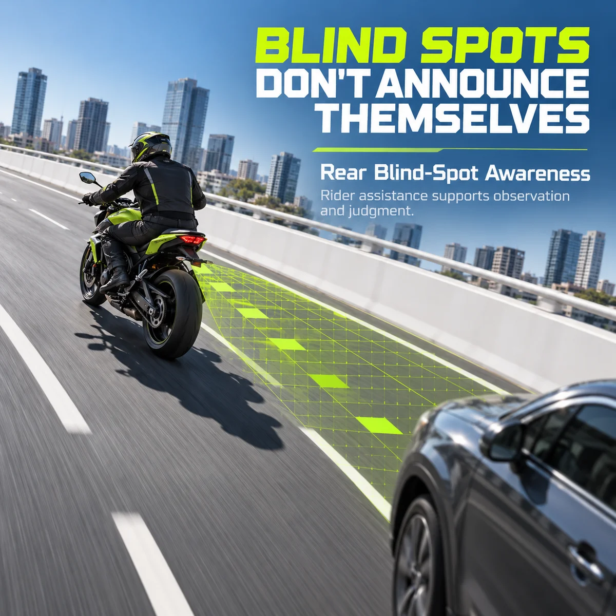 77GHz Motorcycle Blind Spot Radar Detection System with Dual LED Warning Lights, BSD 8.4m LCA 50m Rear Range Up to 70m