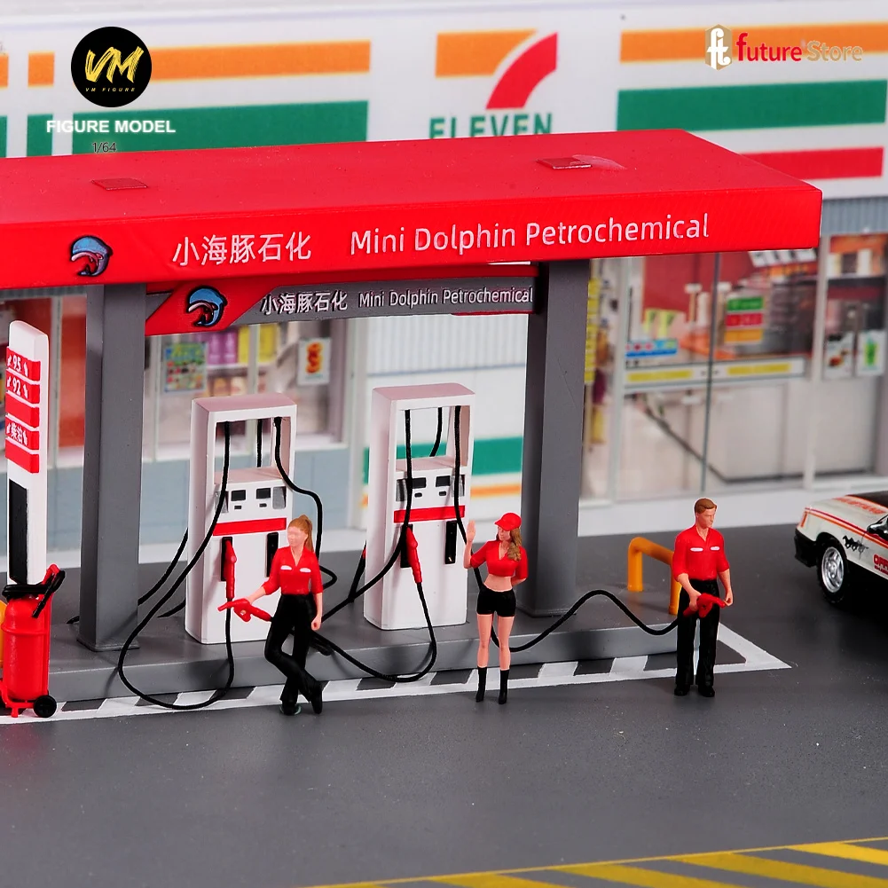 

Miniature Figure 1/64 Gas Station Worker Mini Diorama Figurines Resin Doll Model Scene Props