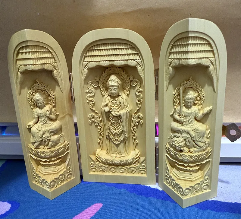 

Old Tibetan Buddhism wood hand-carved guanyin bodhisattva Buddha boxes statue