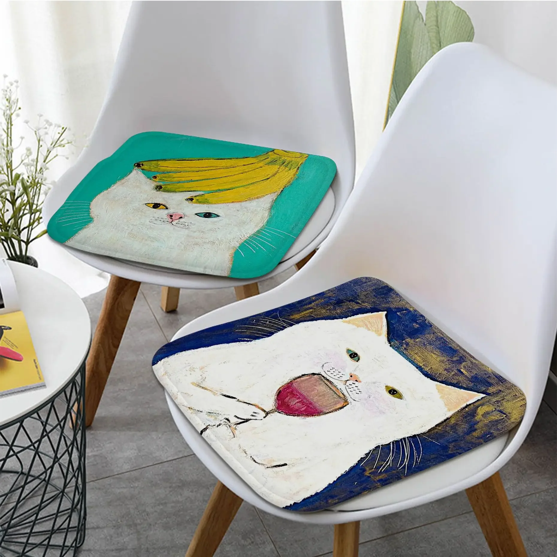 

Cartoon Cat Four Seasons Fabric Cushion Non-slip Living Room Sofa Decor Students Stool Tatami Office Buttocks Pad