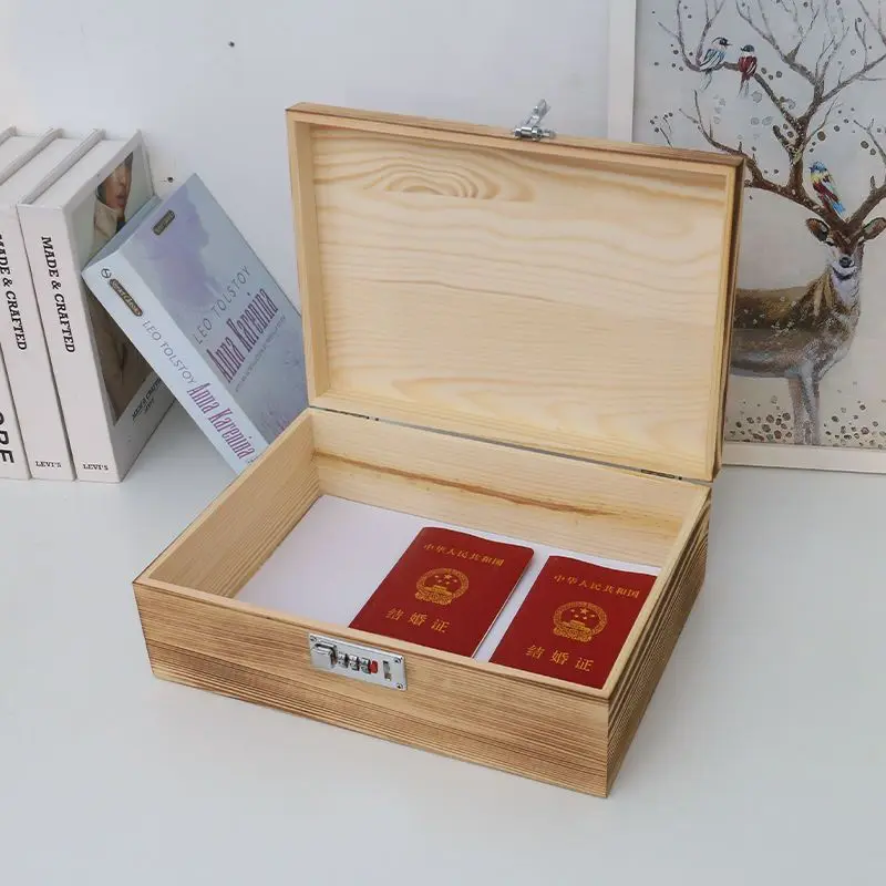 Minimalistische Effen Kleur Nieuwe Anti-Diefstal Flip Cover, Houten Wachtwoord Bestand, Sieraden Opslag Met Slot Mini Box