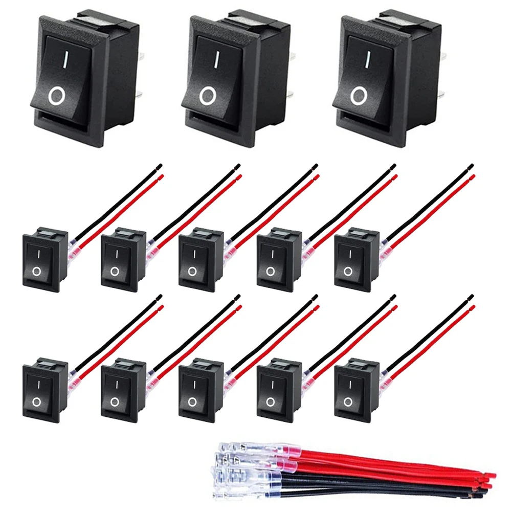 

For Car 10 Pack Switch 2 Pin Switch Easy Installation 15*21mm 220V Voltage Rating 6A Current Rating Copper Components