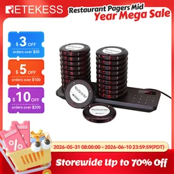 Retekess TD163 buscapersonas para restaurante sistema de llamadas Inalámbrico vibradores posavasos buscapersonas zumbador receptor de bell para food truck cafetería barra tienda sistema de llamada para invitados