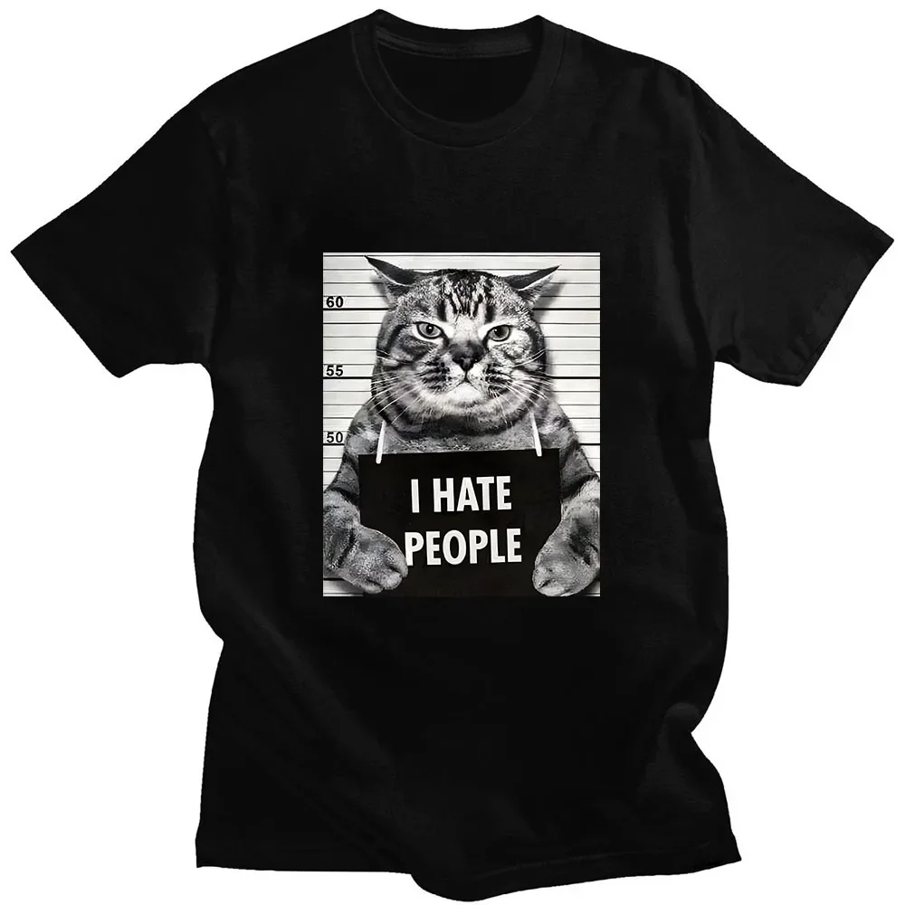 Asian sizeI Meow Print T-shirt Fun Cat Print T Shirts Loose Street Short Sleeve Female/Male Clothing Casual 100%cotton Tshirt