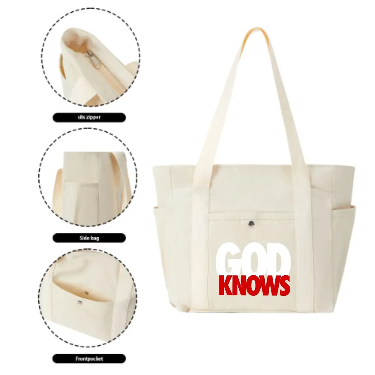 God Knows Text Unisex Multi-Pocket Shoulder Bag Minimalist Versatile Crossbody Bag