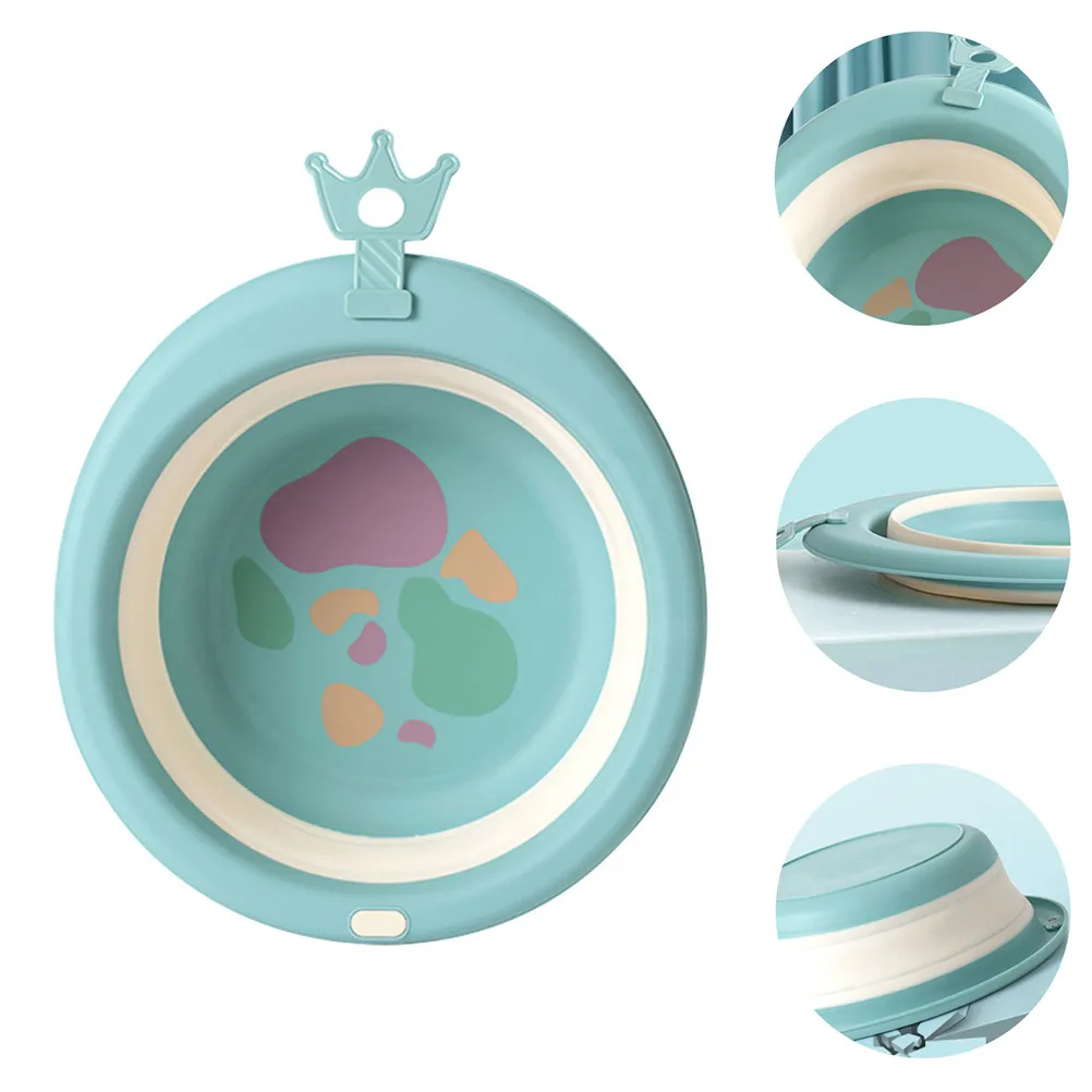 

Foldable Baby Washbasin Adorable Cartoon Face Bathtub for Infants Lightweight Portable Silicone Baby Washing Basin for Face Foot