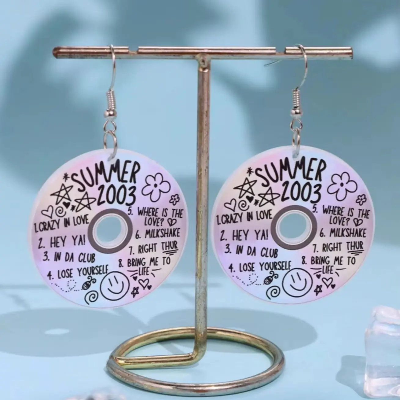 Y2K Retro CD Style Earrings for Women Limited Edition Acrylic Round Earrings Geometric Women's Jewelry Holiday Parties Gift