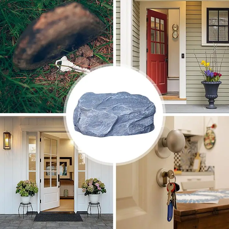 Concealed Key Stone Rock Fake Stone Key Hider Spacious Interior Outdoor Secret Safe Box For A New Homeowner Or Someone Who