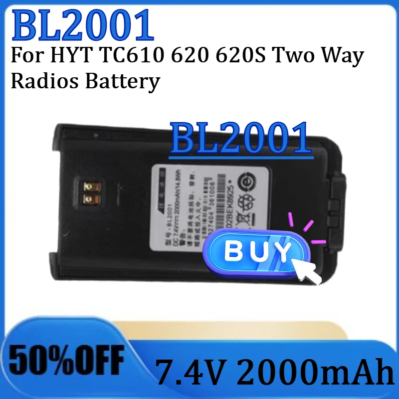 

For HYT TC610 620 620S Two Way Radios Battery New BL2001 7.4V 2000mAh For Hytera Replacement Li-ion Battery