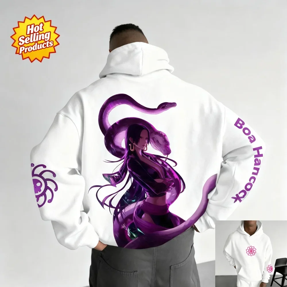 One Piece New Hoodie Boa Hancock Graphic Print Men Women Cotton Oversized Comfort Fit Sweatshirt Unisex Streetwear Autumn Winter