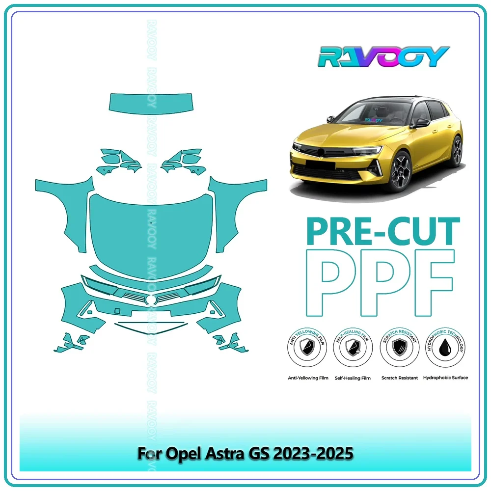 For Opel Astra GS 2023-2025 Full Front 8.5Mil Pre-Cut Paint Protection Film PPF Clear Bra Kit | Clear/Matte/Black Finish Options