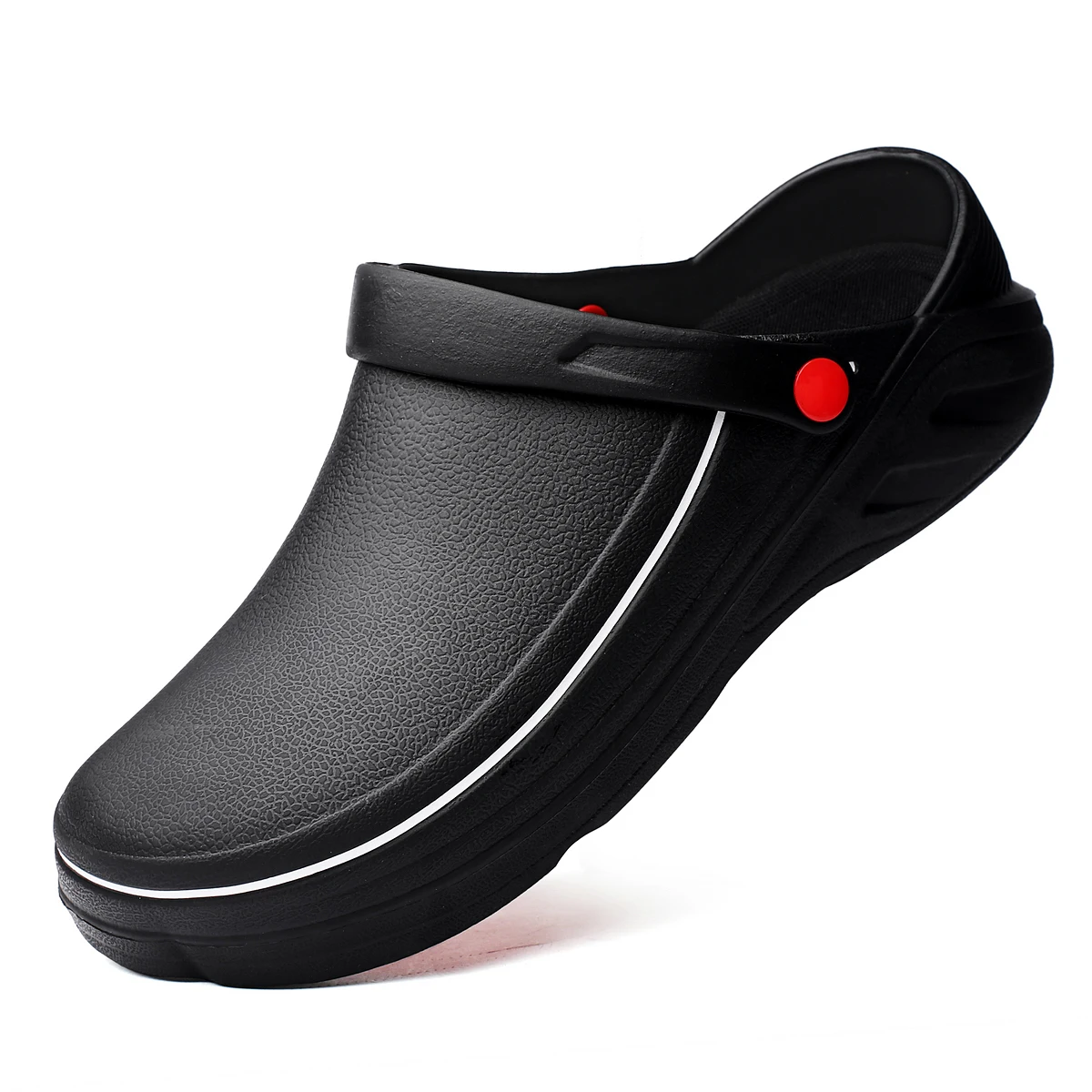 

Professional Chef Clogs, Black Waterproof Kitchen Work Shoes, Nursing, Non-Slip Rubber Sandals for Restaurant and Garden Use