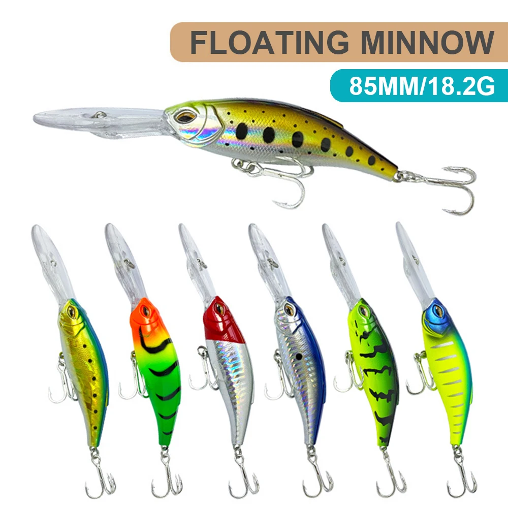 8.5cm 18.2g Fishing Lures Floating Minnow Wobbler Long Casting Deep Diving Swing Jerkbait Artificial Hard Bait Trout Bass MN713