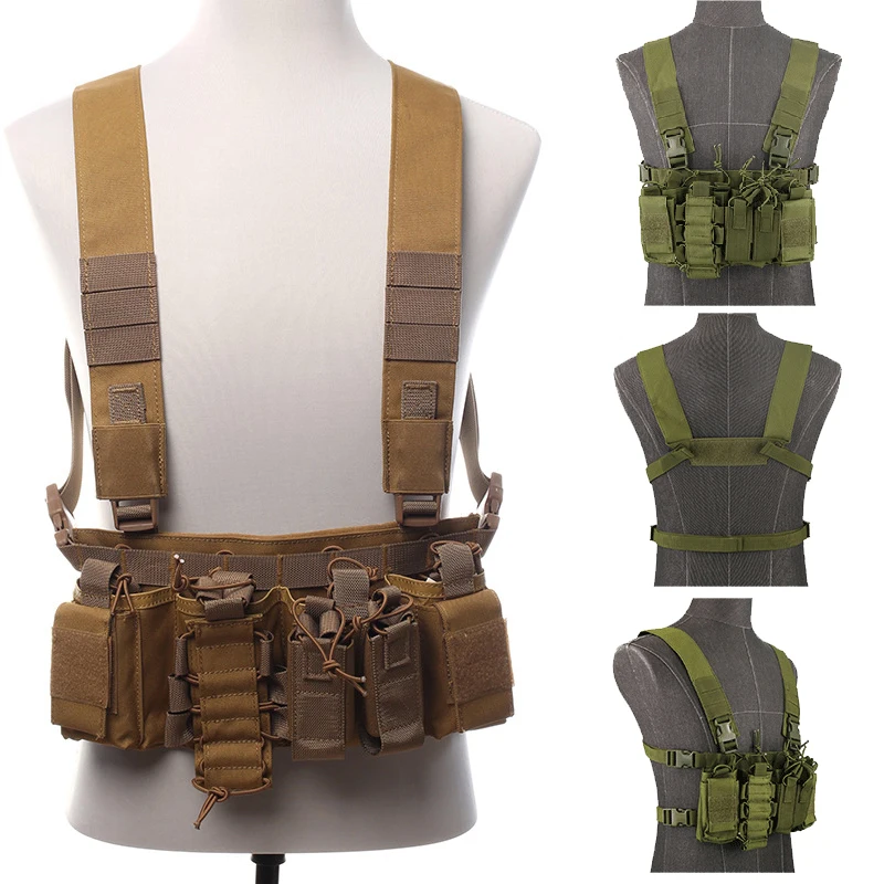 

Tactical chest equipment bag Molle Airsoft vest with magazine bag for training hunting function two-way intercom stand