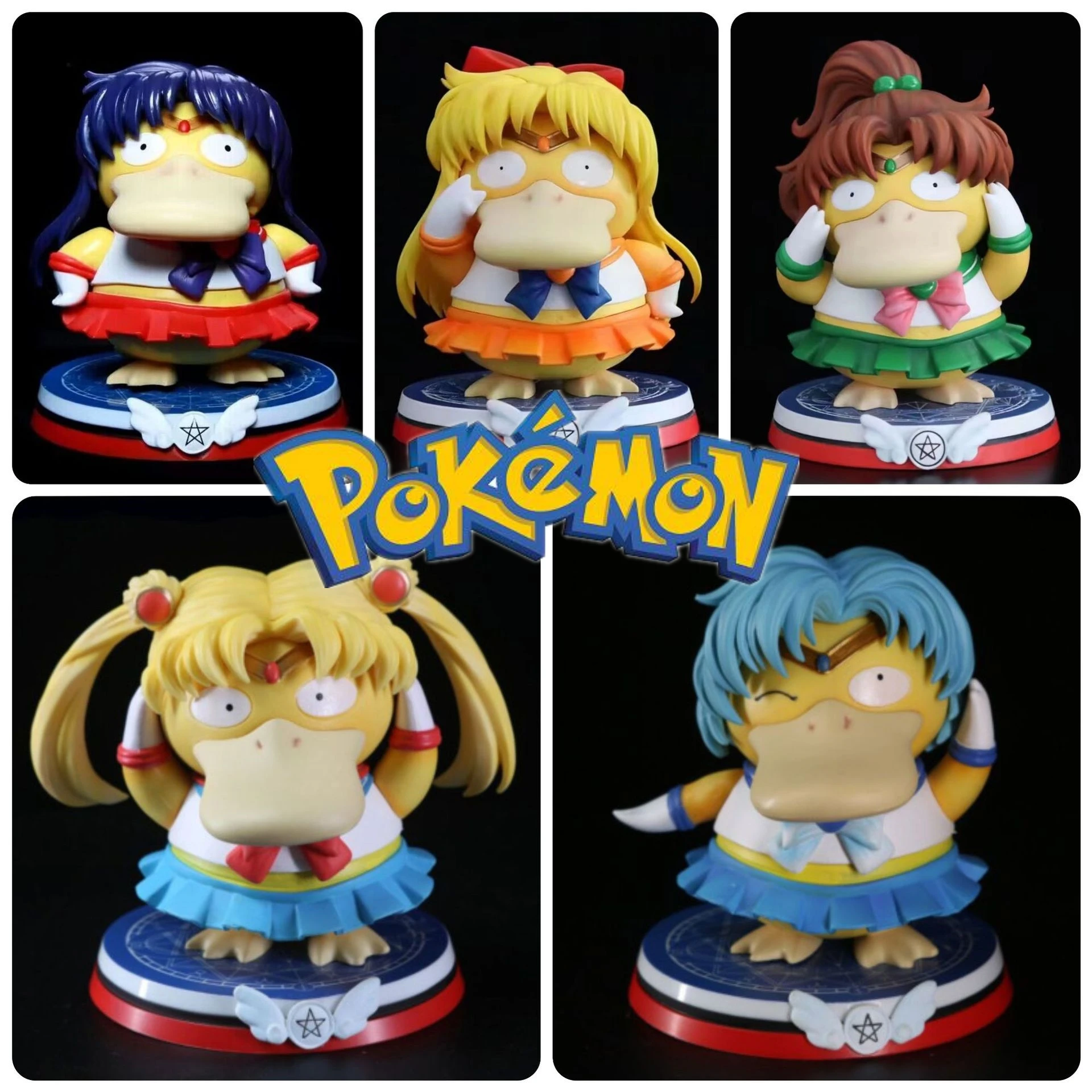 Pokemon Kfc Psyduck Cos Sailor Moon Sailor Dancing Psyduck Action Figure Cartoon Kawaii Figurine PVC Model Toys For Kids Gifts