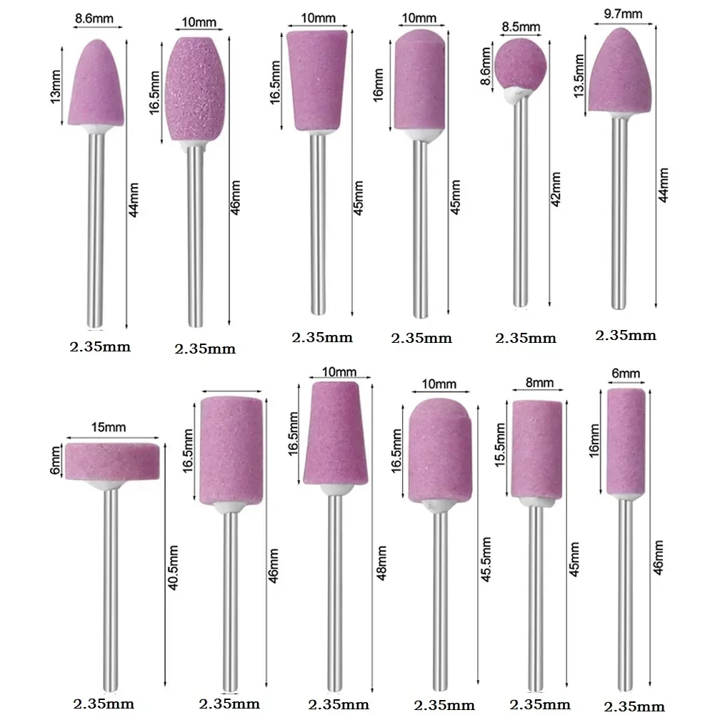 Imagem -03 - Polimento Abrasivo Pedra Montada para Ferramentas Rotativas Moagem Pedra Roda Cabeça Ferramentas 2.35 mm Haste Mini Prego Broca Conjunto 121 Peças