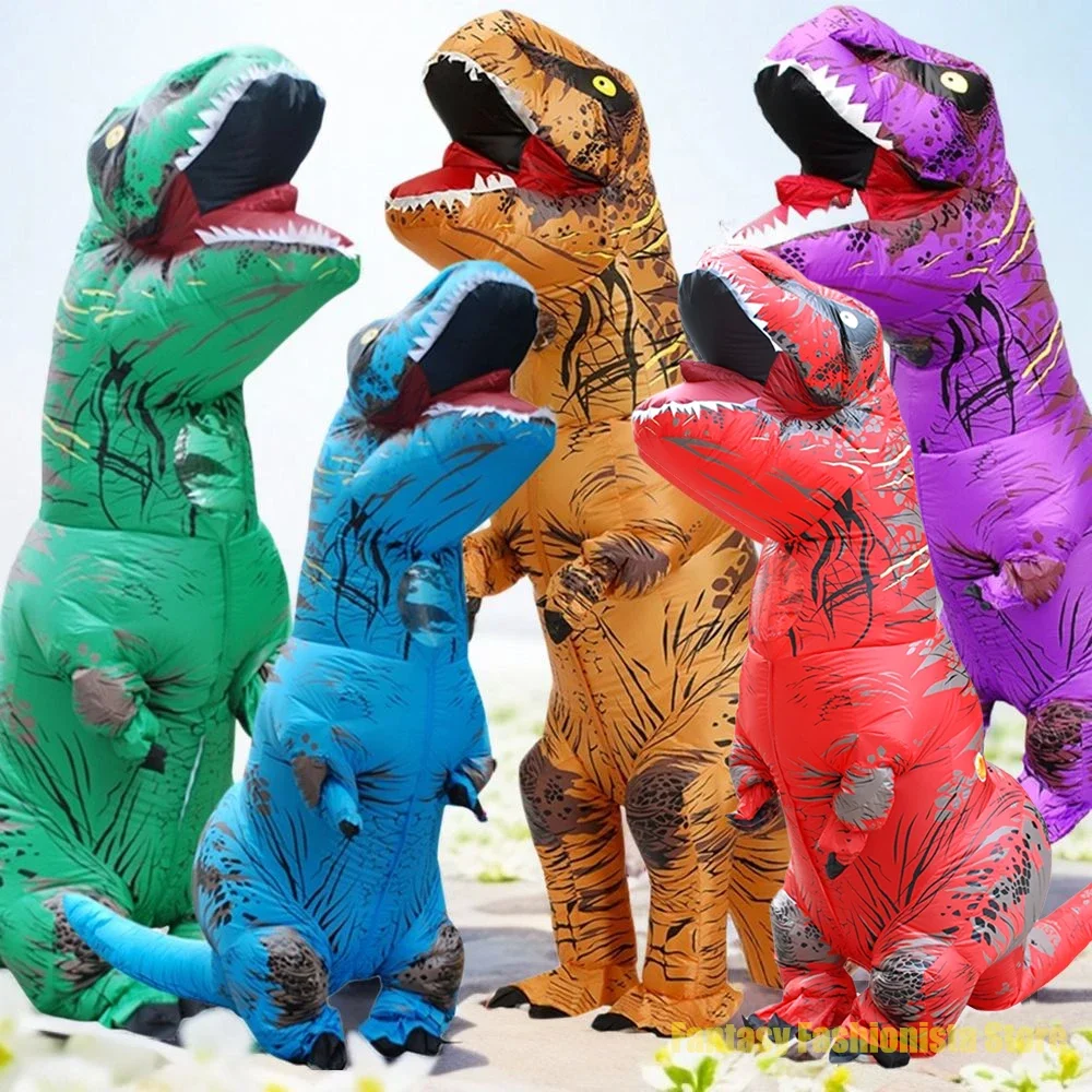 

Adults Kids Inflatable Dinosaur Costume Carnival Party Halloween Outdoor Activities Role Playing T-Rex Inflatable Suit Gift