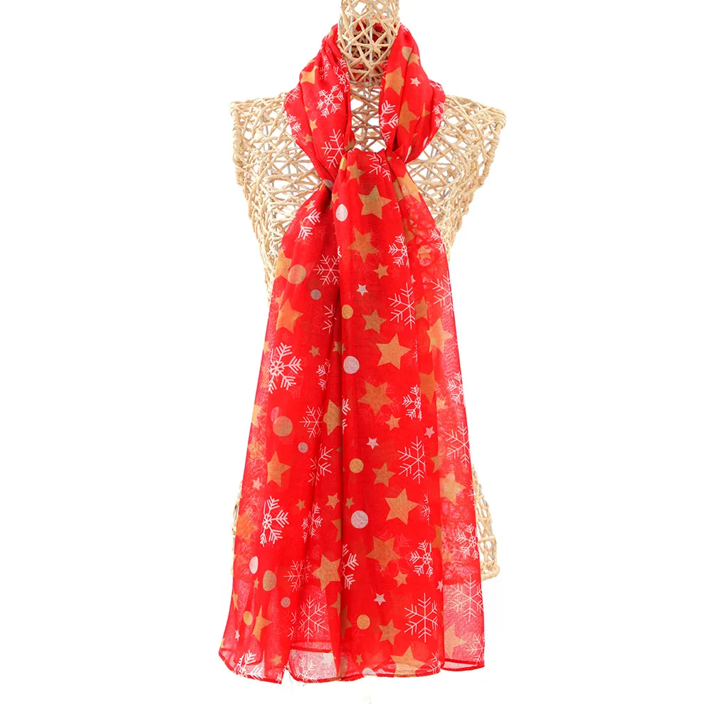 Christmas Snowflake Print Scarves Direct Supply Paris Gauze Stoles with Festive Designs Soft Holiday Fashion Accessories